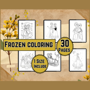 Frozen color pages printable, kids activity sheets, instant download