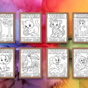 Anime color pages bundle, printable manga art set, instant download